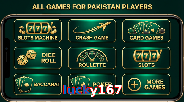 Main screen of Lucky167 games page for PK players